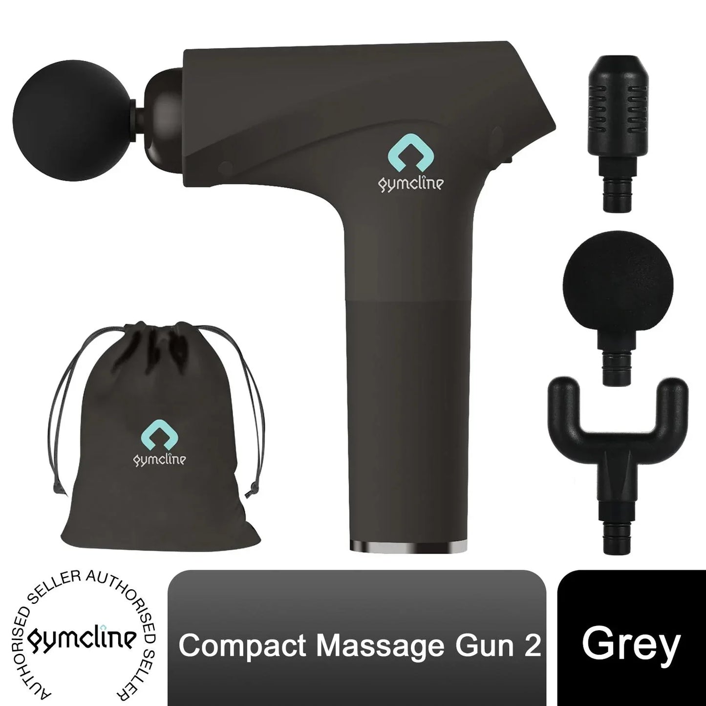 Gymcline Massage Gun Compact Size with 1500mAh Battery & 3 Speed Modes Grey - Gavleo