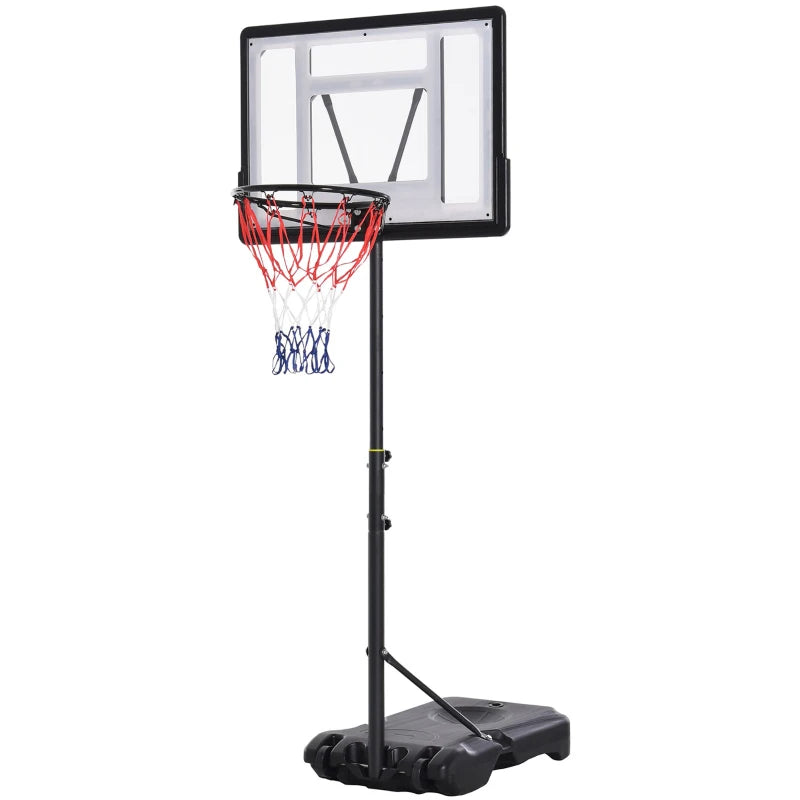 Height Adjustable Basketball Hoop and Stand, Free Standing Basketball Hoop System with Fillable Base and Wheels, for Teens Junior | HOMCOM