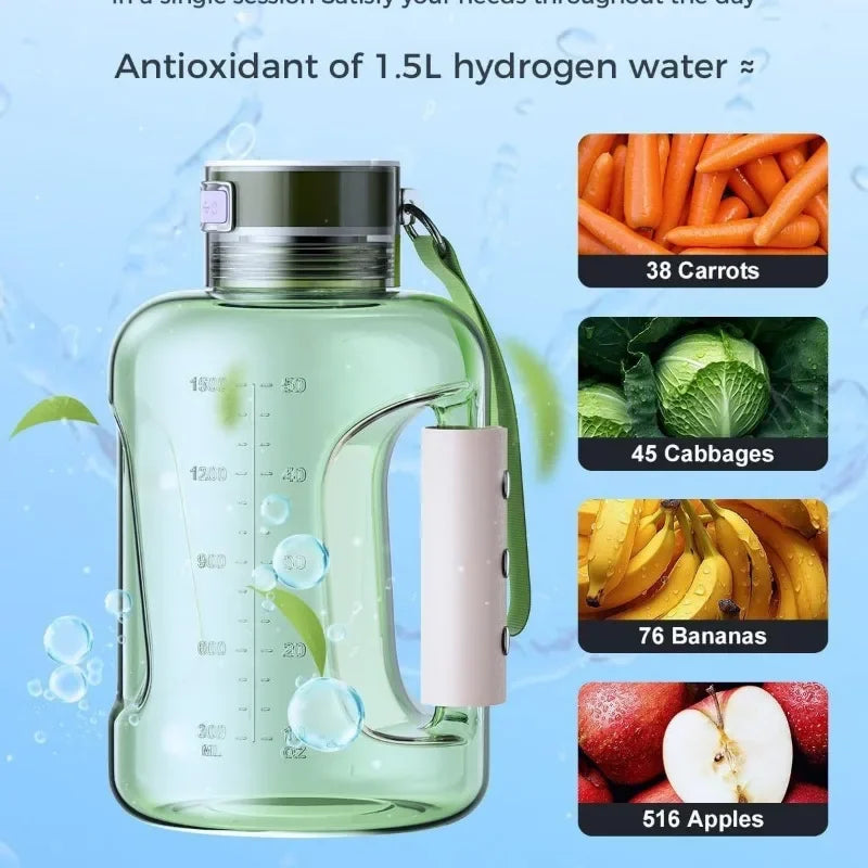 1.5L Hydrogen Water Bottle, Portable Rich Molecular Generator - Gavleo