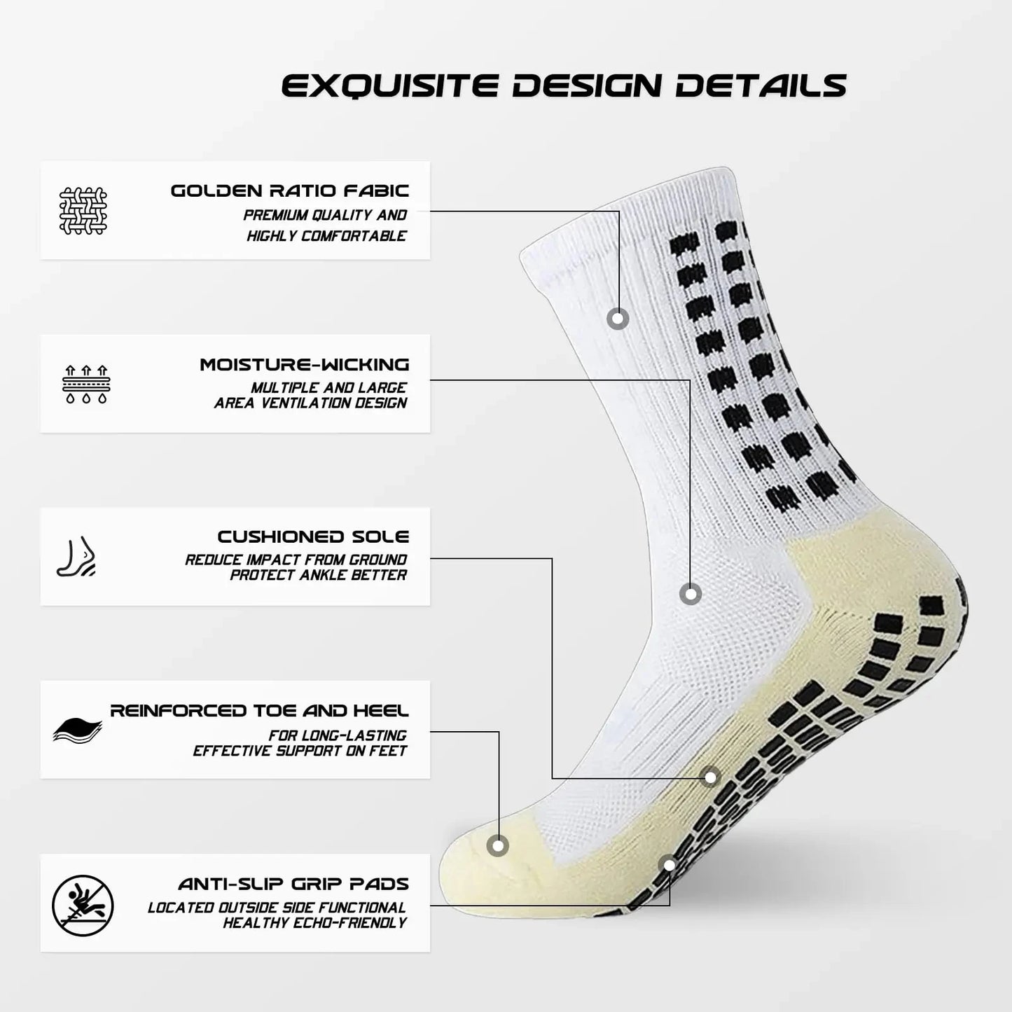 4 Pairs of Sports Socks Breathable Silicone Anti-slip Dot Socks