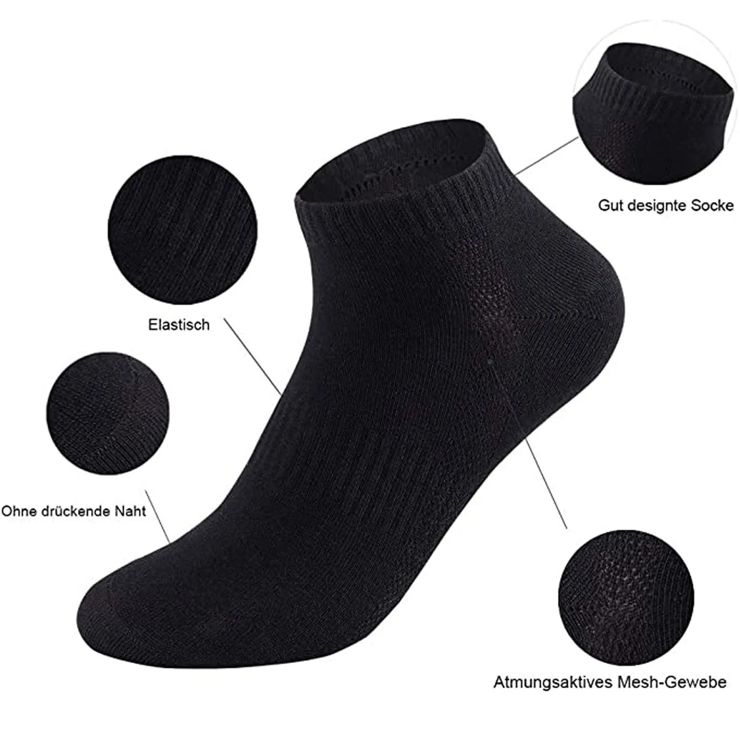 Sports Socks, 5 Pairs,Women's Half Socks, Short, Breathable
