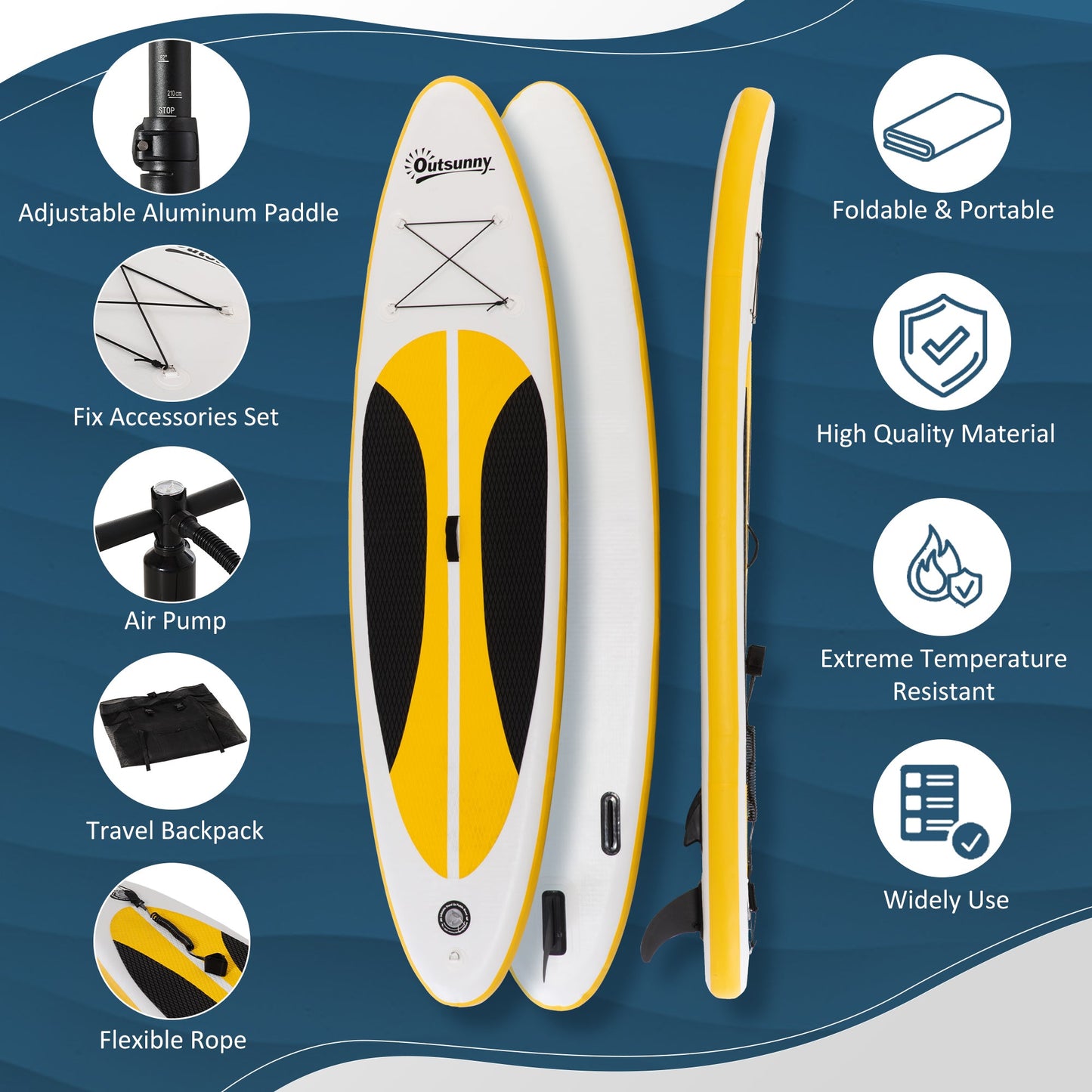 Inflatable Stand Up Paddle Board Kit with Adjustable Aluminium Paddle - White