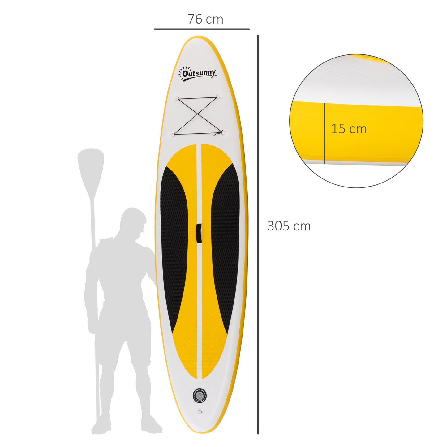 Inflatable Stand Up Paddle Board Kit with Adjustable Aluminium Paddle - White