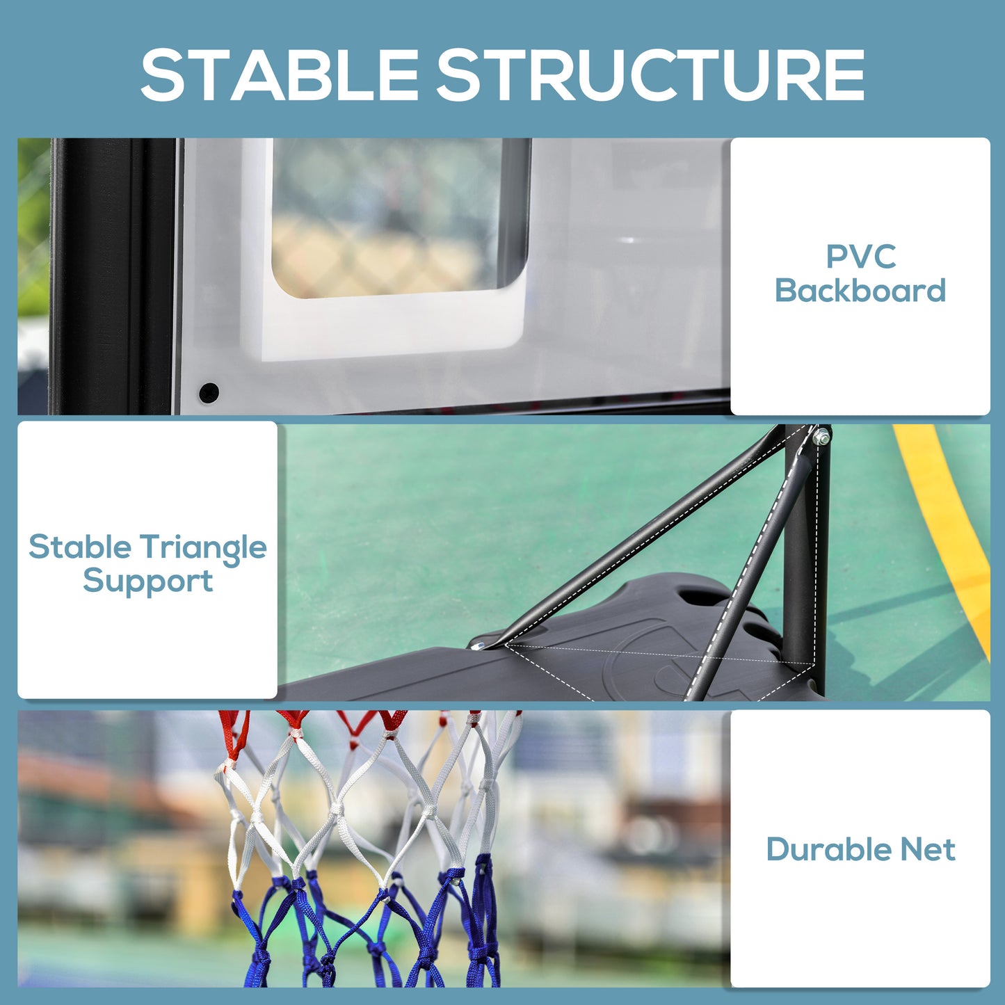 Height Adjustable Basketball Hoop and Stand, Free Standing Basketball Hoop System with Fillable Base and Wheels, for Teens Junior | HOMCOM