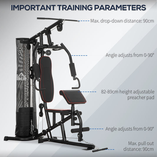 Multi-Functional Home Gym Workout Station, 45Kg Weight Stack Multi Gym Fitness Equipment for Full Body Fitness