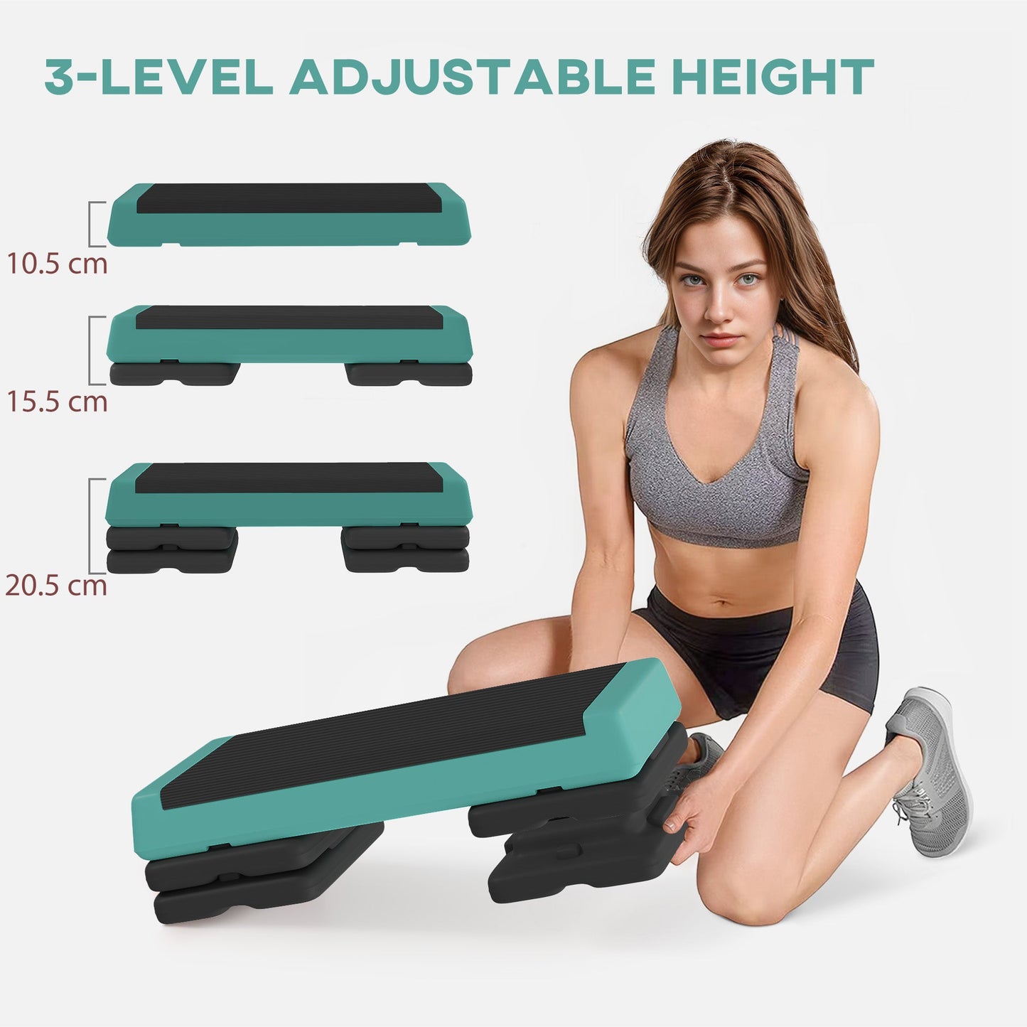 Adjustable Fitness Stepper with Non-Slip Surface - Green