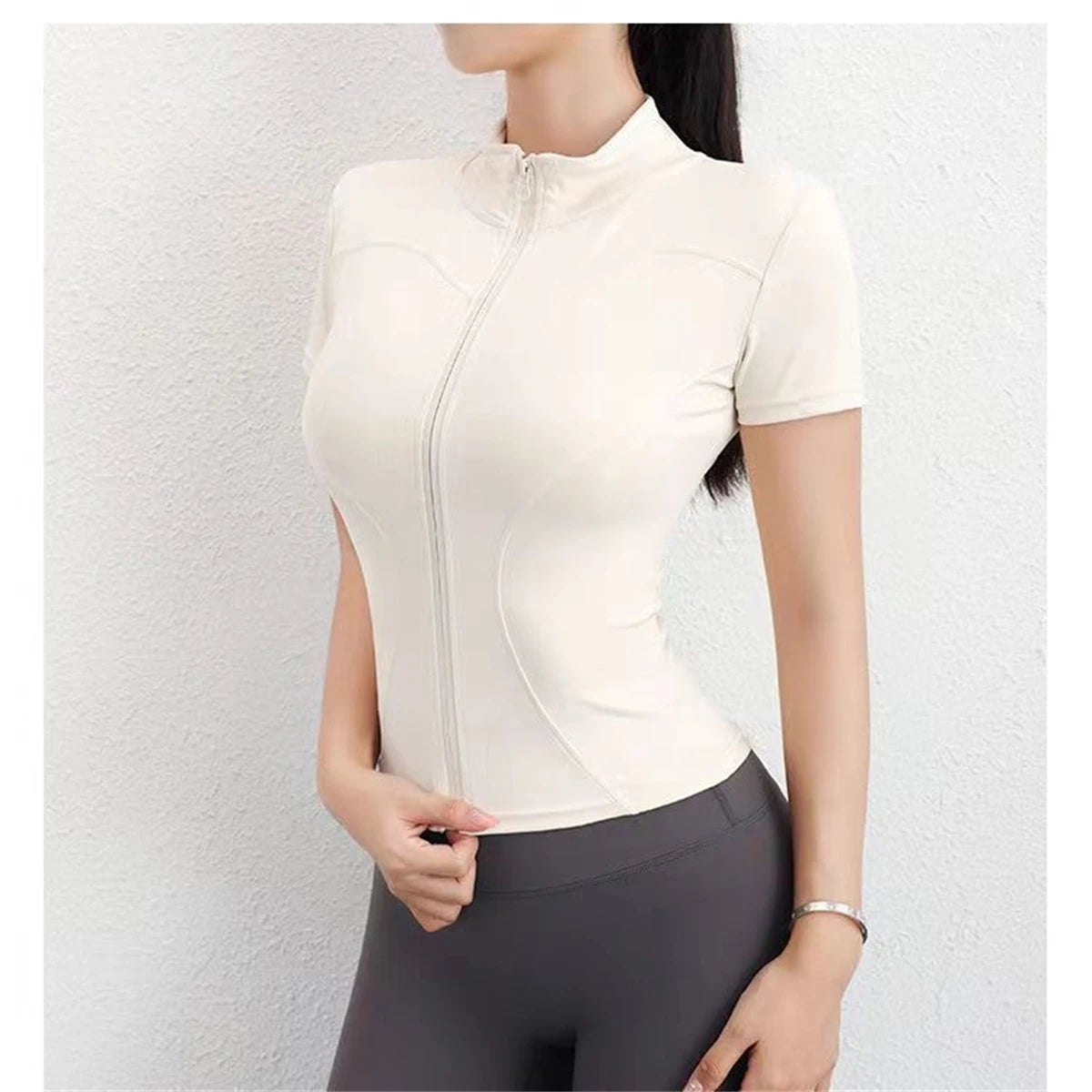 Full Zipper Short Sleeves Shirt