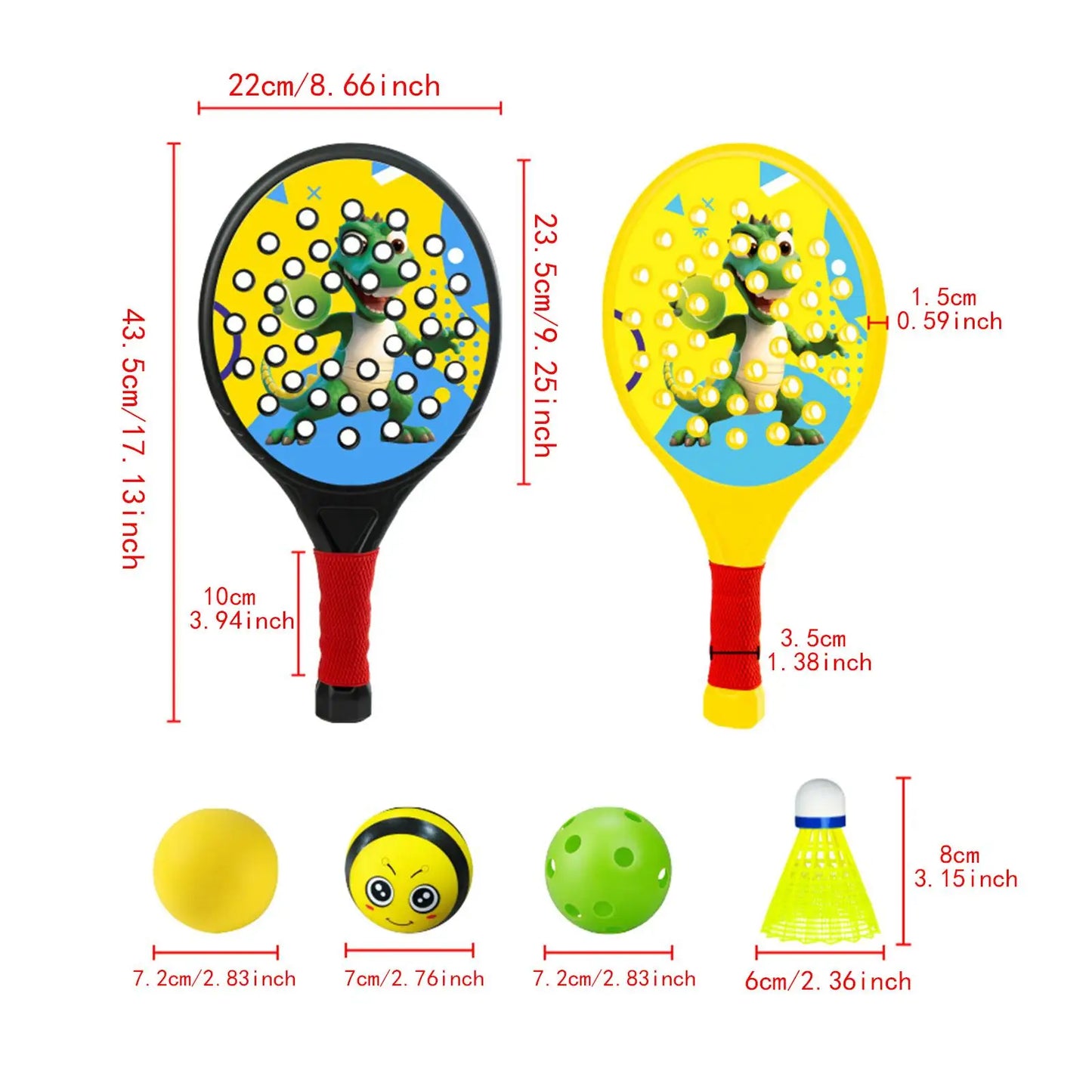2Pcs Kids Padel Rackets