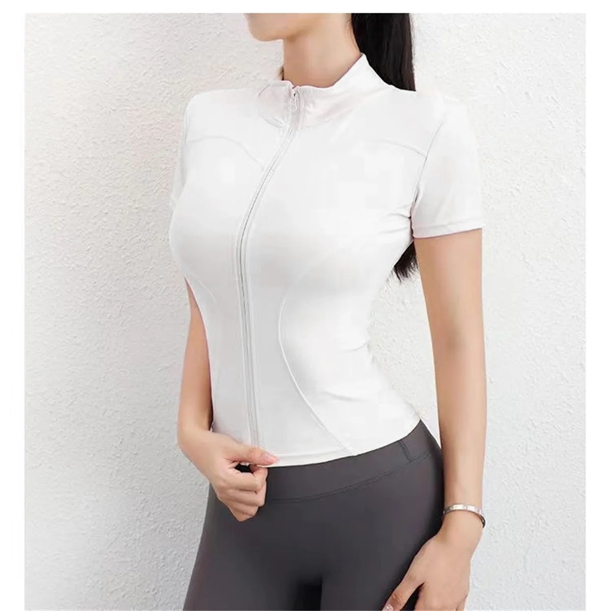 Full Zipper Short Sleeves Shirt