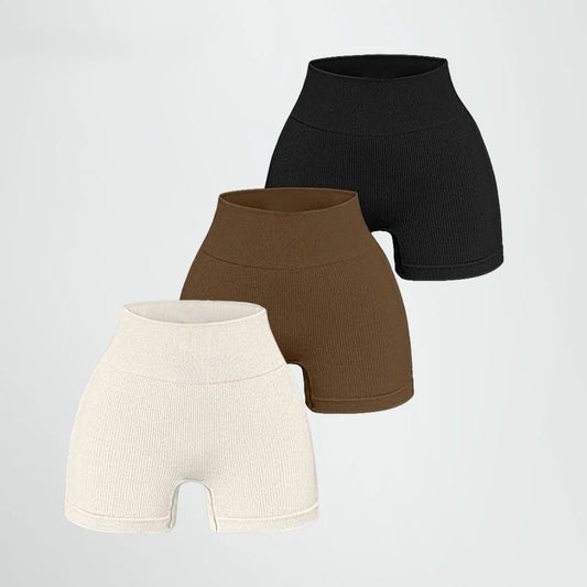 Seamless Fitness Striped Skinny Compression Shorts