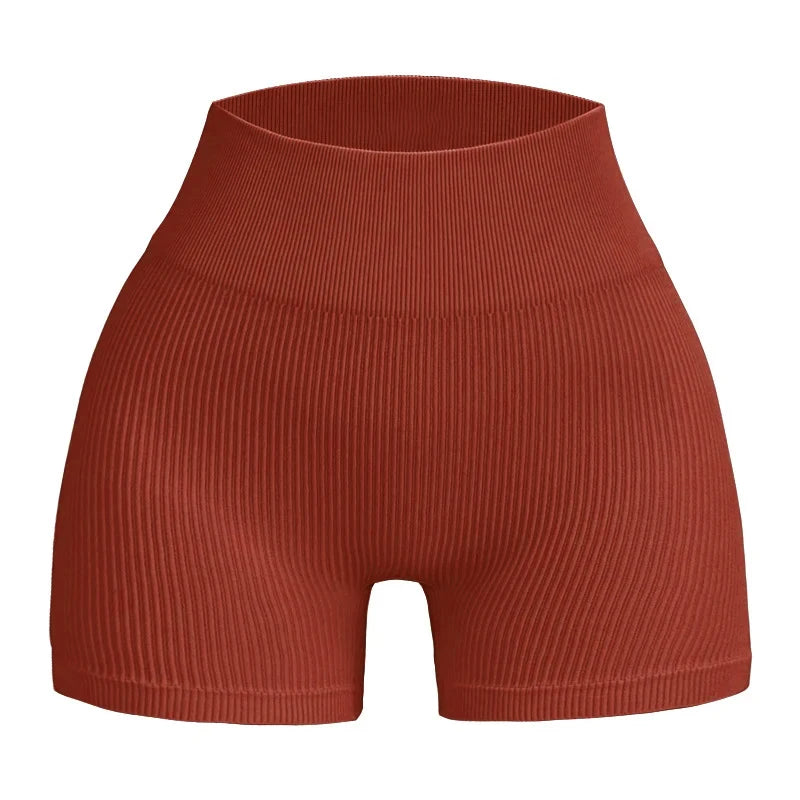 Seamless Fitness Striped Skinny Compression Shorts