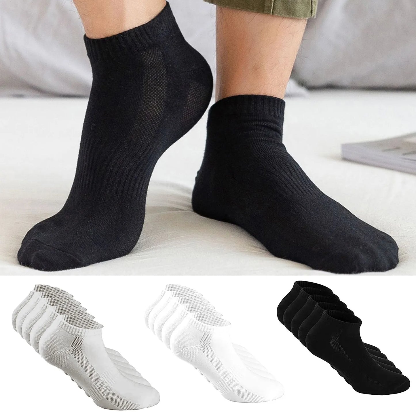 Sports Socks, 5 Pairs,Women's Half Socks, Short, Breathable