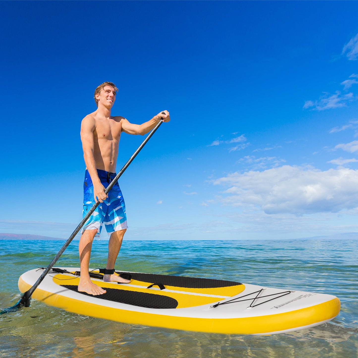 Inflatable Stand Up Paddle Board Kit with Adjustable Aluminium Paddle - White