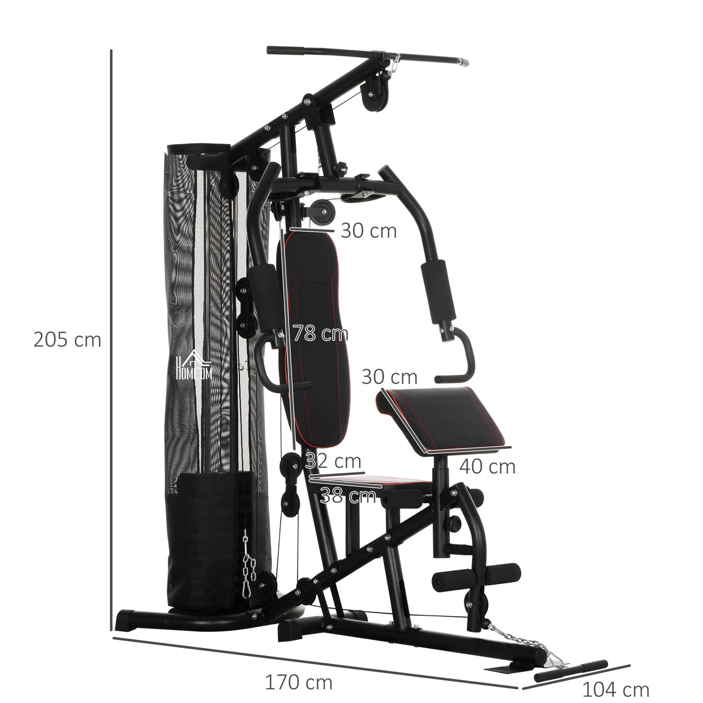 Multi-Functional Home Gym Workout Station, 45Kg Weight Stack Multi Gym Fitness Equipment for Full Body Fitness