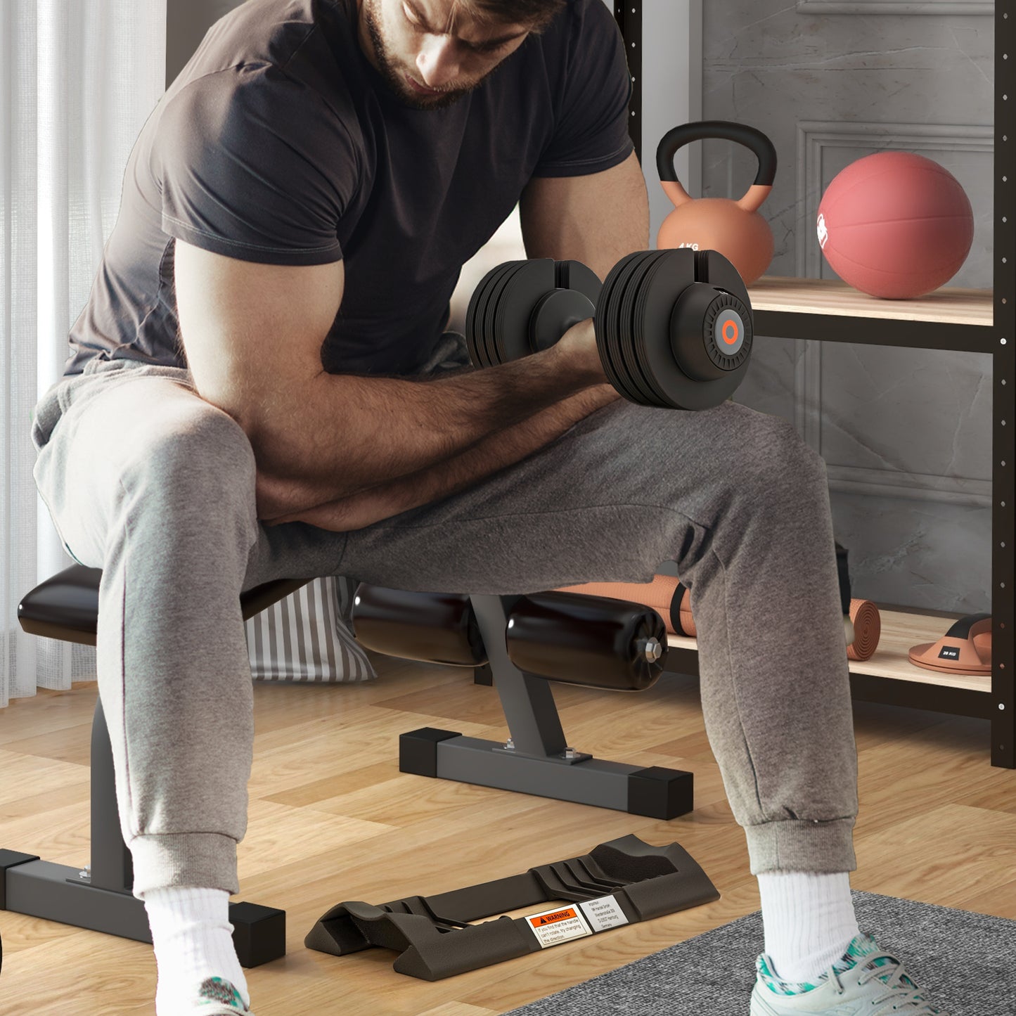 Adjustable Dumbbells Set, 4-in-1 Weights Set with Storage Tray and Non-Slip Handle, 7KG 13KG 18KG 24KG | SPORTNOW