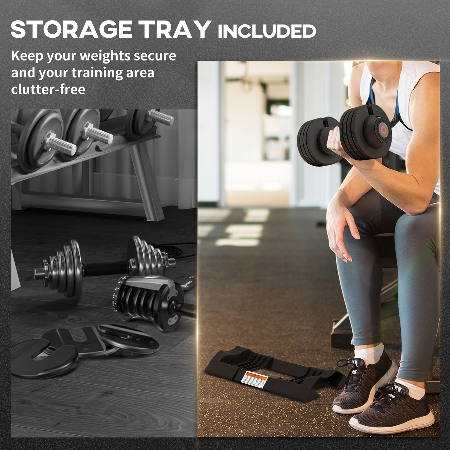Adjustable Dumbbells Set, 4-in-1 Weights Set with Storage Tray and Non-Slip Handle, 7KG 13KG 18KG 24KG | SPORTNOW